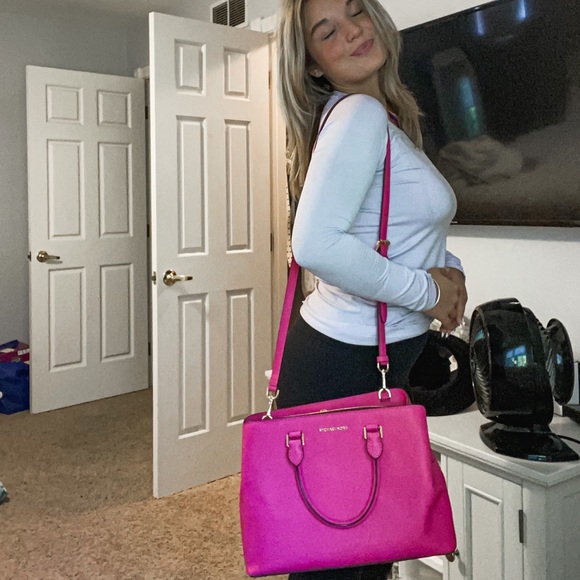 Hot Pink Michael Kors Purse - Picture 7 of 10